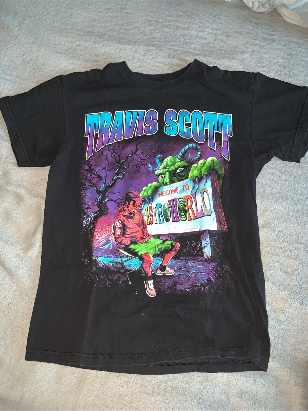 Travis Scott Astroworld Graphic Tee - Black with Neon Print